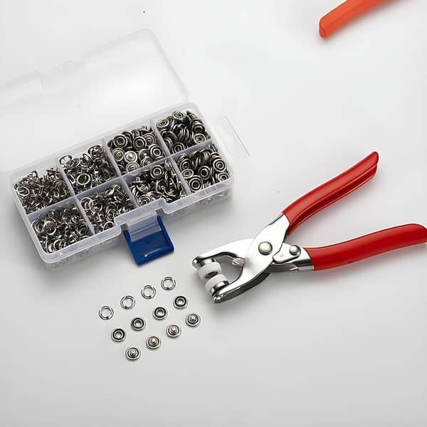 Tich Button Machine Kit with 50 x 9.5mm Metal Snap Buttons for DIY Projects