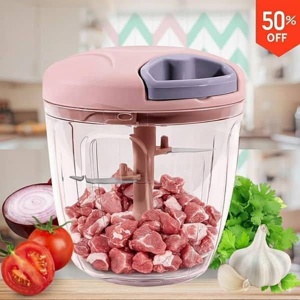 Atmad PK Manual Food Processor – Portable Hand-Pull Veggie Chopper for Garlic, Onion, Herbs, Ginger, Fruits, Nuts (500ml)