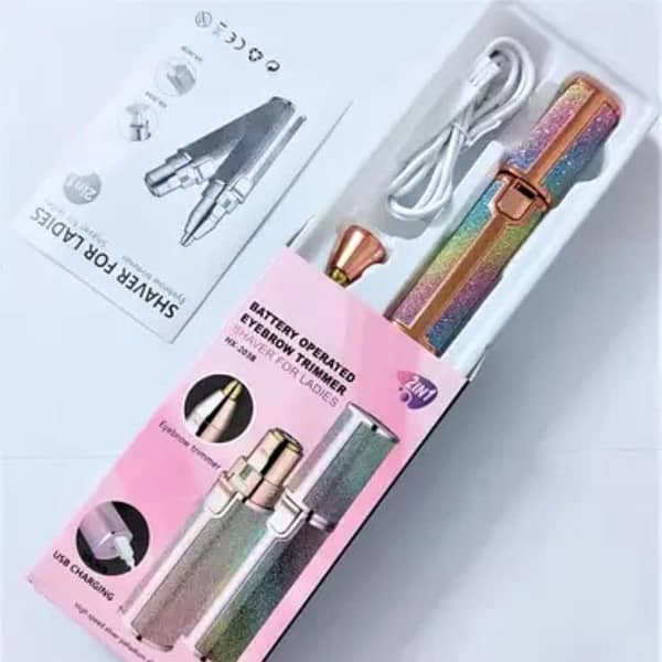 2-in-1 Rechargeable Hair Remover and Eyebrow Trimmer with LED for Women – Painless Facial Shaver (Face, Lip, Chin, Bikini)