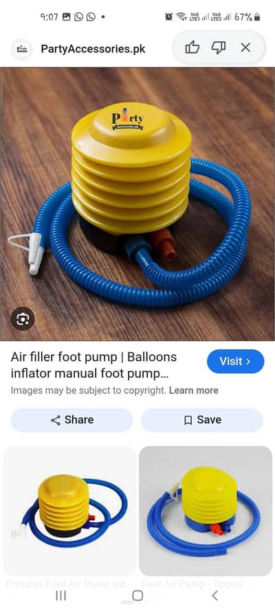 air filler foot pump balloon