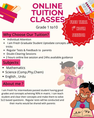 Online Tution for class 1 to 10 Matric