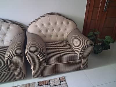 Luxury 6 seater tufted sofa set 3+2+1 beige brown Colour