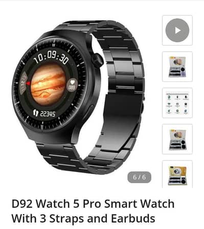 Smart watch round shape and earbuds
