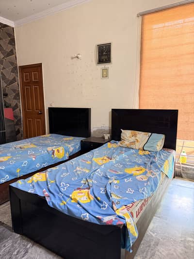 2 single beds with mattress