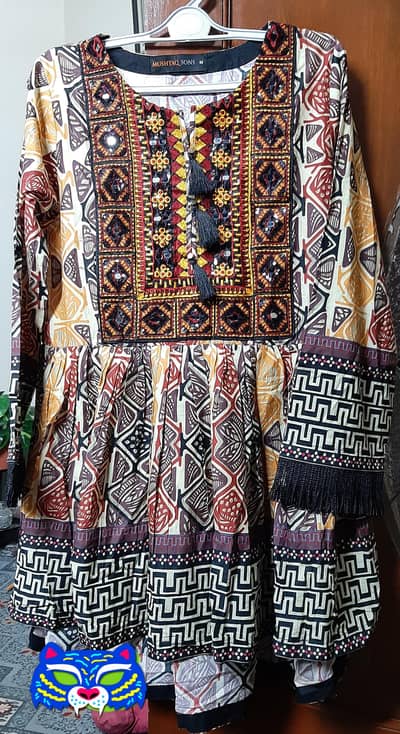 Elegant Lawn Kurti with original mirror work in premium condition