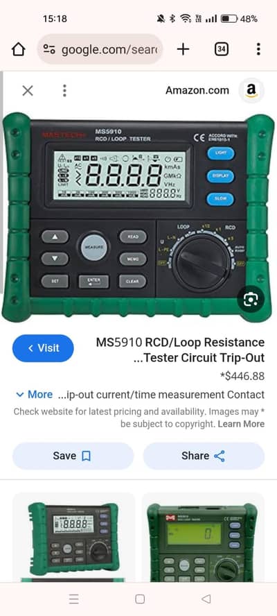 MS5910 RCD/Loop Resistance Tester circuit trip out
