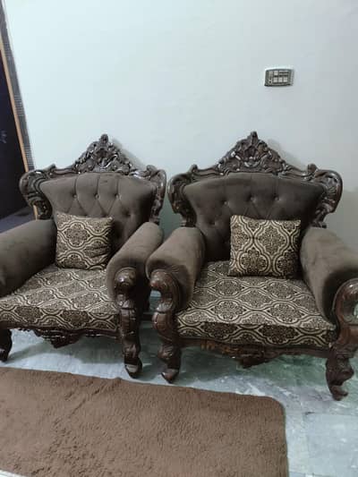 solid wood bed and 5 seater sofa