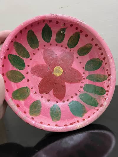 Hand-Painted Clay Bowl / Kundal - Beautiful Floral Home Decor Piece
