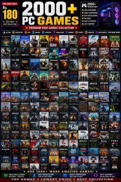 All PC games are available For PC Laptop Per game Rs. 180