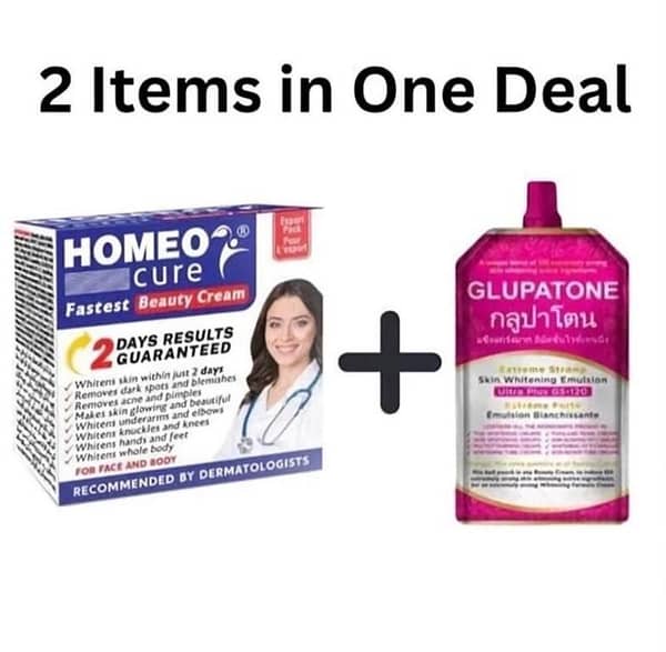 Glupatone Emulsion and HomeoCure Beauty Cream. .