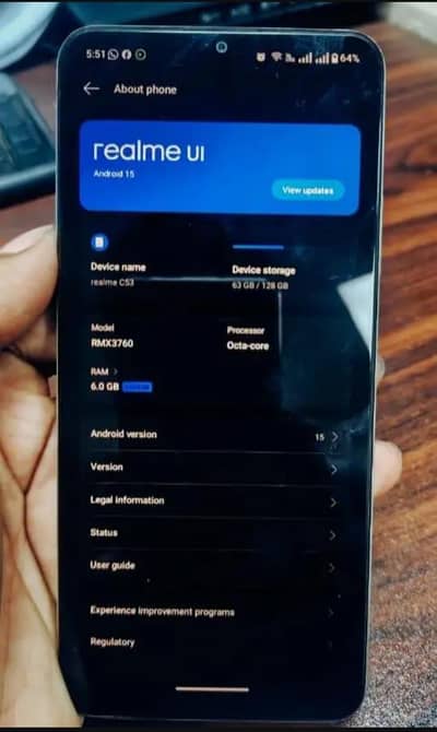 Realme C53 6+6/128 official pta approved