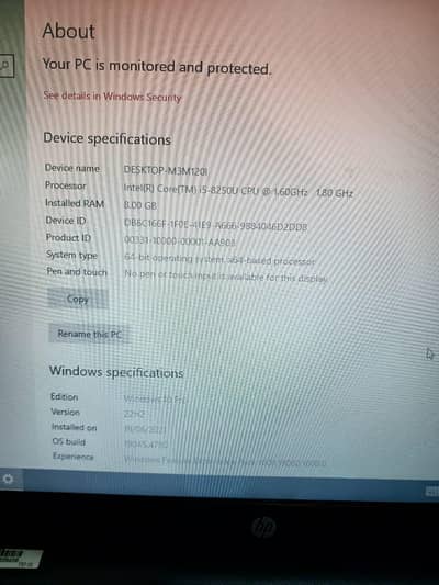 Laptop HP i-5 8th generation