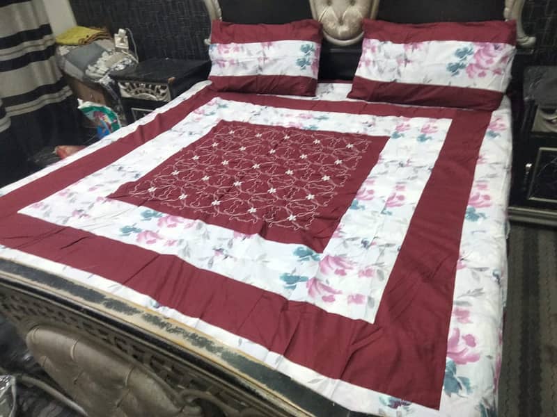 Embroidered Patch Work King Size BedSheets 3