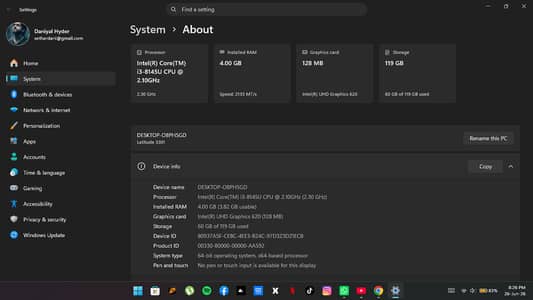 Dell core i3 8th Generation 4\128 SSD GB