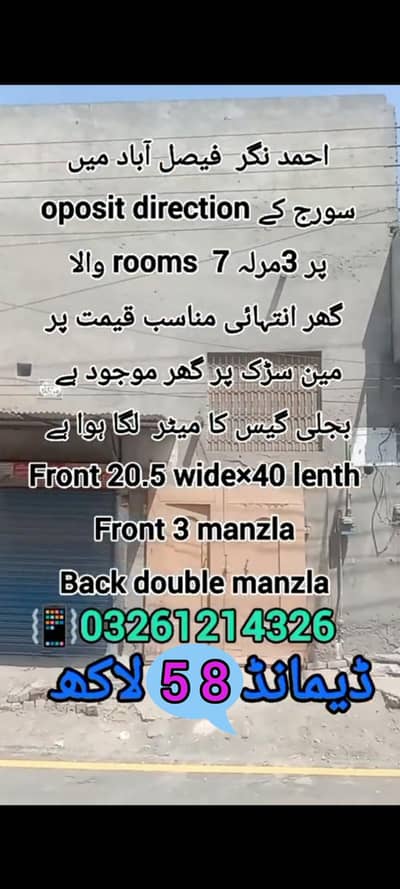 7 Room wala 3Marla Commercial House 225 Ahmad Nagar  Fsd