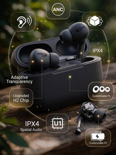 Z-SIGN Airbits Pro 2 Premium Wireless Earbuds (Jet Black Edition)