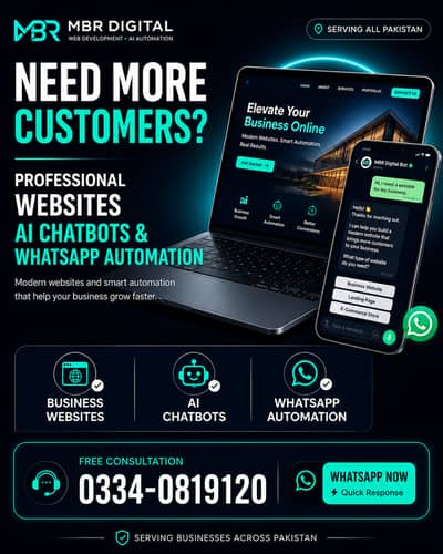 Website Design | AI Chatbot | WhatsApp Automation | Developer Pakistan