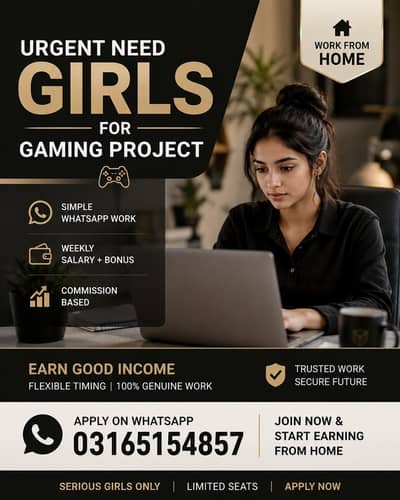 work from home Urgent Girls Need for gaming project  --Read Full add