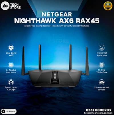 NETGEAR Nighthawk RAX45 Nighthawk AX4300 WiFi 6 Router