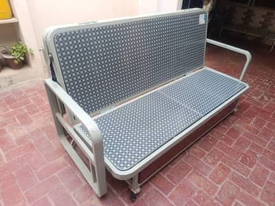 Modern Iron Sofa Bed with Wooden Top & Velvet Poshish
