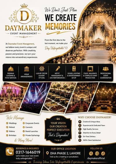 Event in Lahore for wed, birthday, parties or corporate.