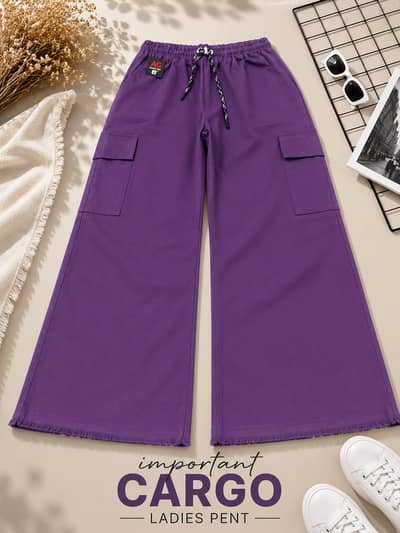 Girls Trendy Cargo Baggy Pants - Premium Cotton Jeans