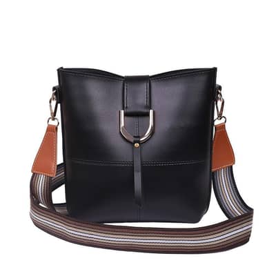 pink PU Leather Crossbody Bag with Striped Strap