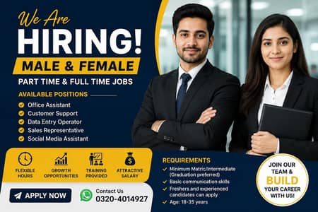 Male & Female Staff Required – Part-Time & Full-Time Jobs Available
