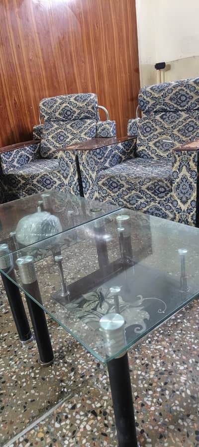 5 Seater Sofa Set + Glass Center Table + 2