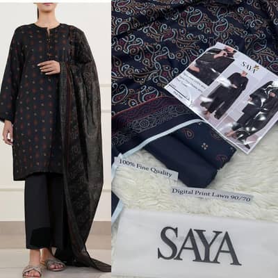Saya 3 Piece Premium Digital Printed Lawn