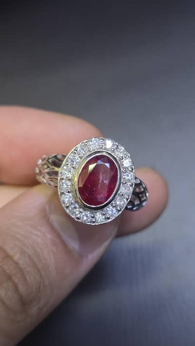 Natural kabuli Ruby(یاقوت)orignal 100% gunuine diamond ring white gold