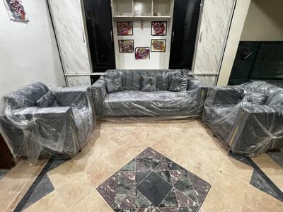 5 seater English grey sofa set khud BNWAYA visa aagya