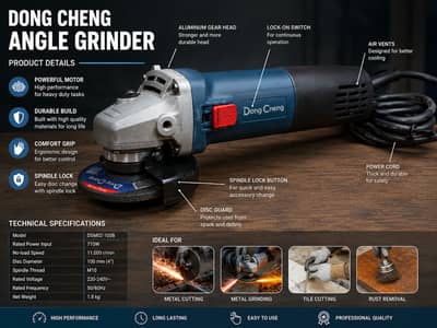 Dong Cheng 4 Inch Angle Grinder DSM02-100B – 710W Heavy Duty Electric