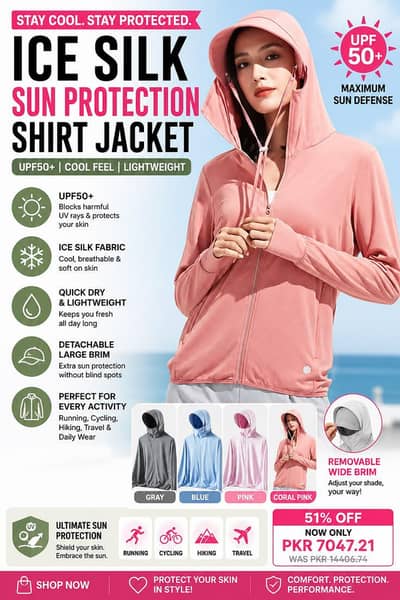  UPF 50+ Ice Silk Sun Protection Jacket – Stay Cool & Protected