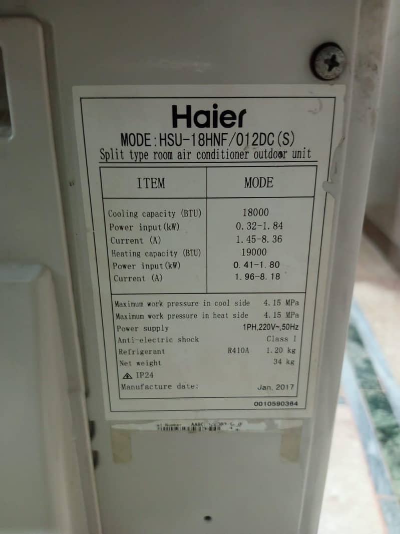Haier 1.5 ton Split AC 6