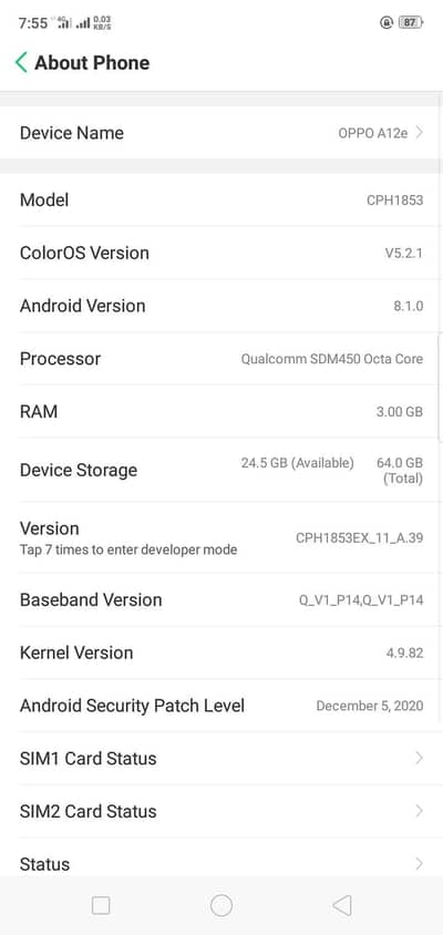 OPPO A12e | 3GB/64GB | PTA Approved | Box Available