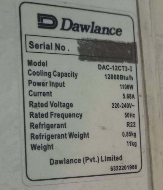 dawlance 1 ton split ac 2