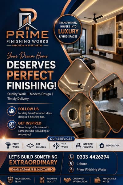 Paint, Painter, POP, Gypsum Ceiling, False Ceiling, Tile Work, Lahore
