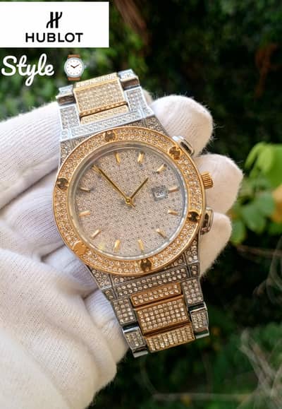 HUBLOT STYLE TWO TONE ICED OUT CONTACT ON WATSAPP 03432655513