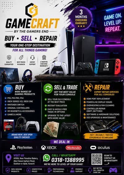 PS5 PS4 Xbox Buy Sell Repair Shop Karachi | GameCraft