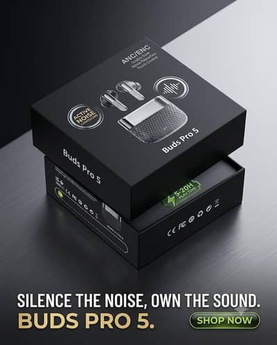 Premium Buds Pro 5 Earbuds – Clear Calls, Deep Bass (Brand New)
