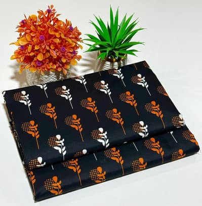 premium printed cotton suit black orange floral all season