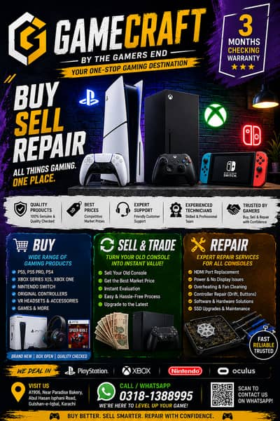 PS5 PS4 Xbox Trade-In & Repair | GameCraft Karachi
