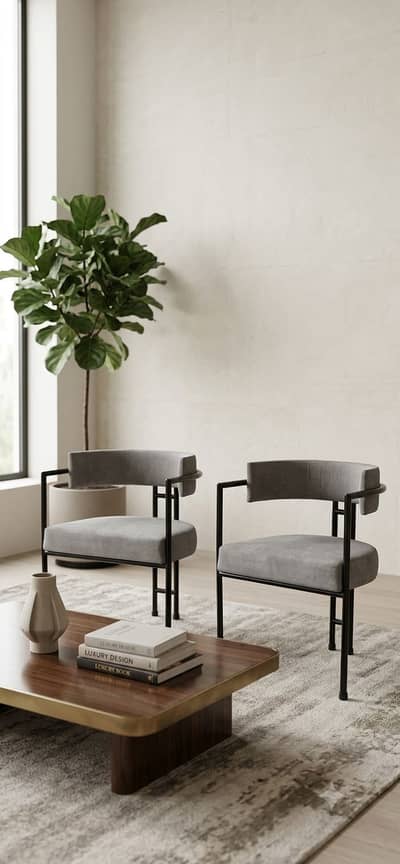 Pair of Modern Grey Accent Chairs (Excellent Condition)