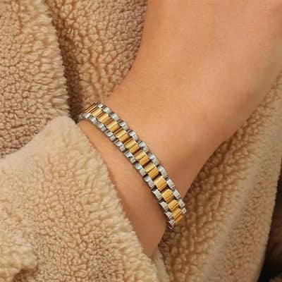 Luxury Gold & Silver Crystal Bracelet 12" Unisex