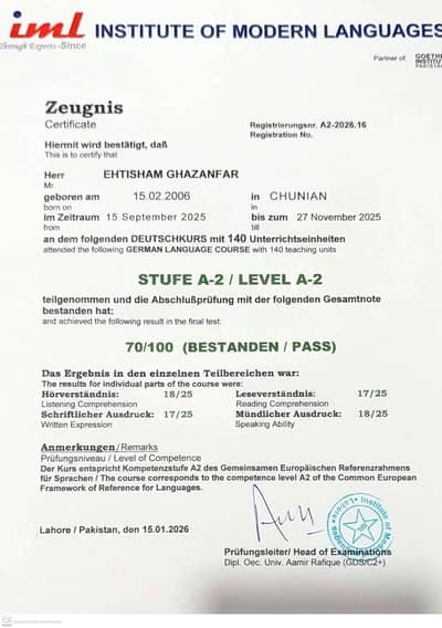 GERMAN A1 AND A2 LEVELS