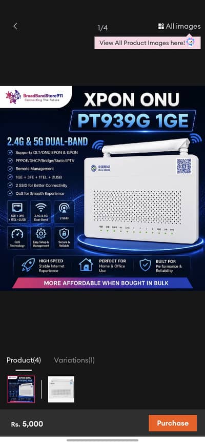 Fiber optical g5 dual band router