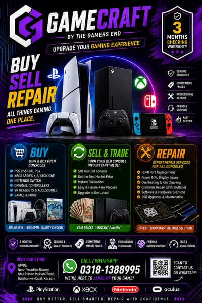 PlayStation Xbox Nintendo Specialists | GameCraft Karachi