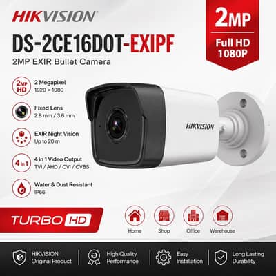 DS-2CE16D0T-EXIPF 2MP Full HD Turbo HD Outdoor Bullet CCTV Camera