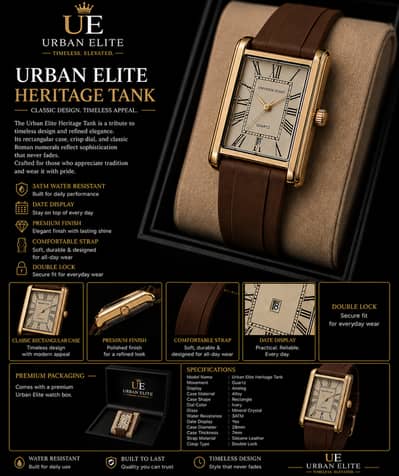 HERITAGE TANK WATCH PREMIUM QUALITY WITH DOUBLE LOCK